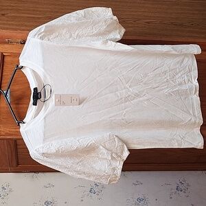 Sanctuary White Eyelet Sleeve  Shirt NWT